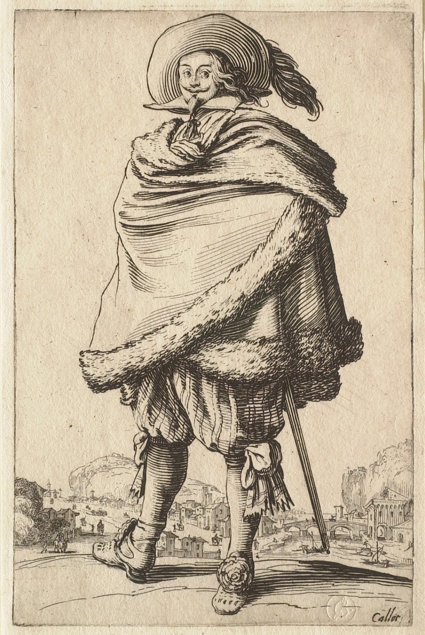 Pán zahalený v kabátu lemovaném kožešinou od Jacques Callot