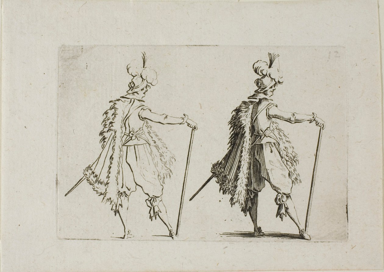 Gentleman s velkou holí z The Caprices od Jacques Callot