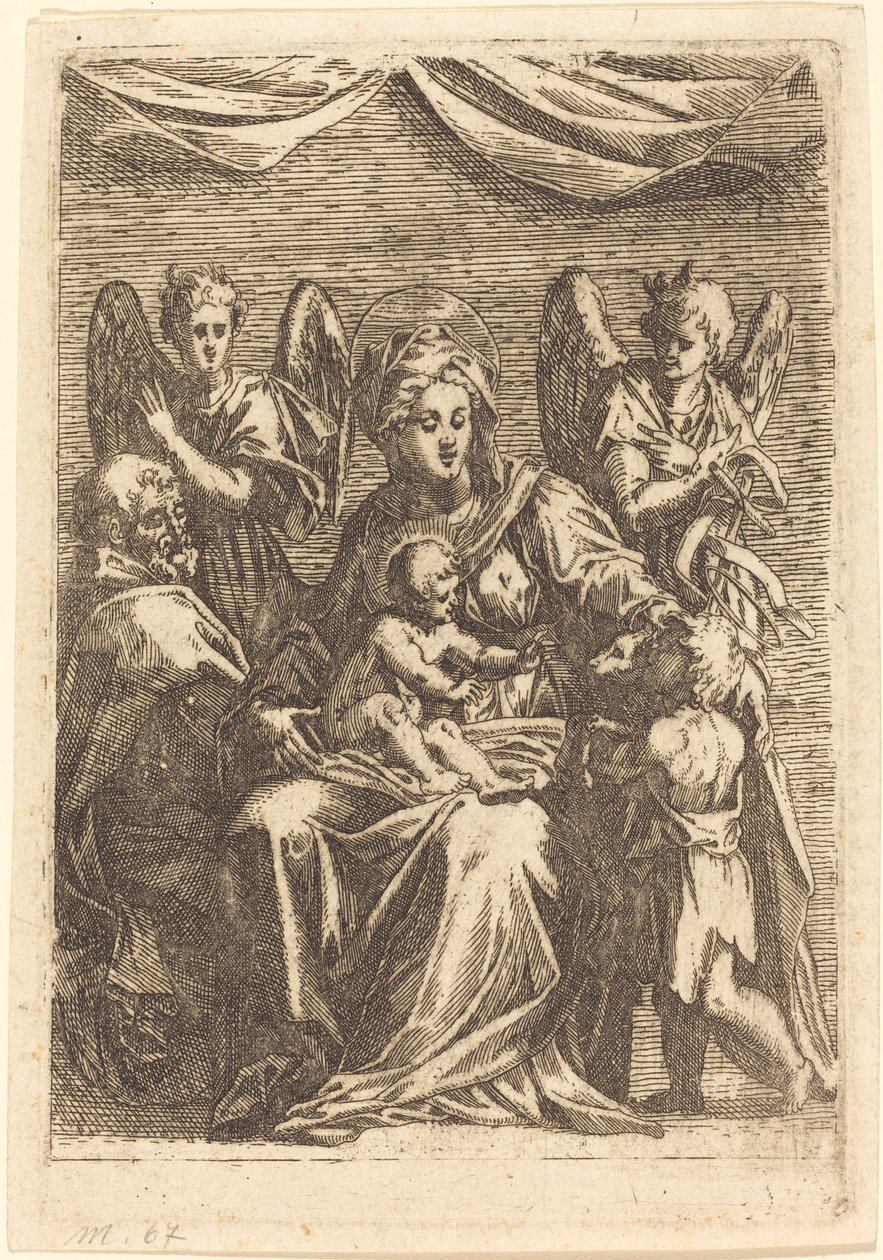 Svatá rodina se dvěma anděly od Jacques Callot