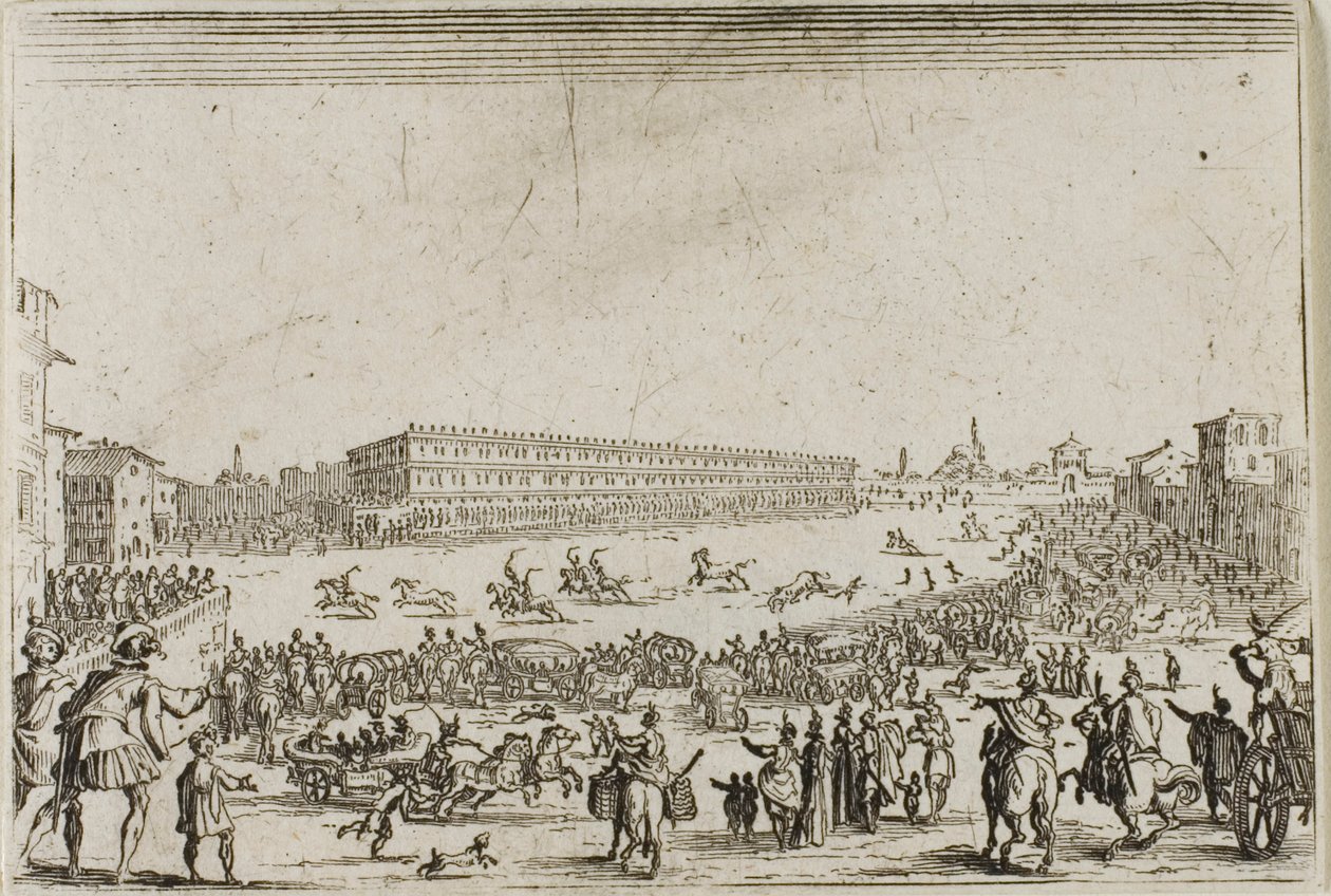 Koňské dostihy v paláci Pitti ve Florencii od The Caprices od Jacques Callot