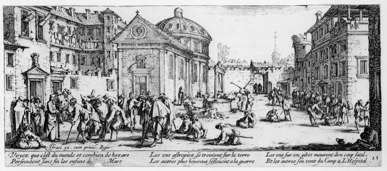 Nemocnice, deska 15 z Miseries and Misfortunes of War, vyryla Israel Henriet (c.1590-1661) 1633 od Jacques Callot