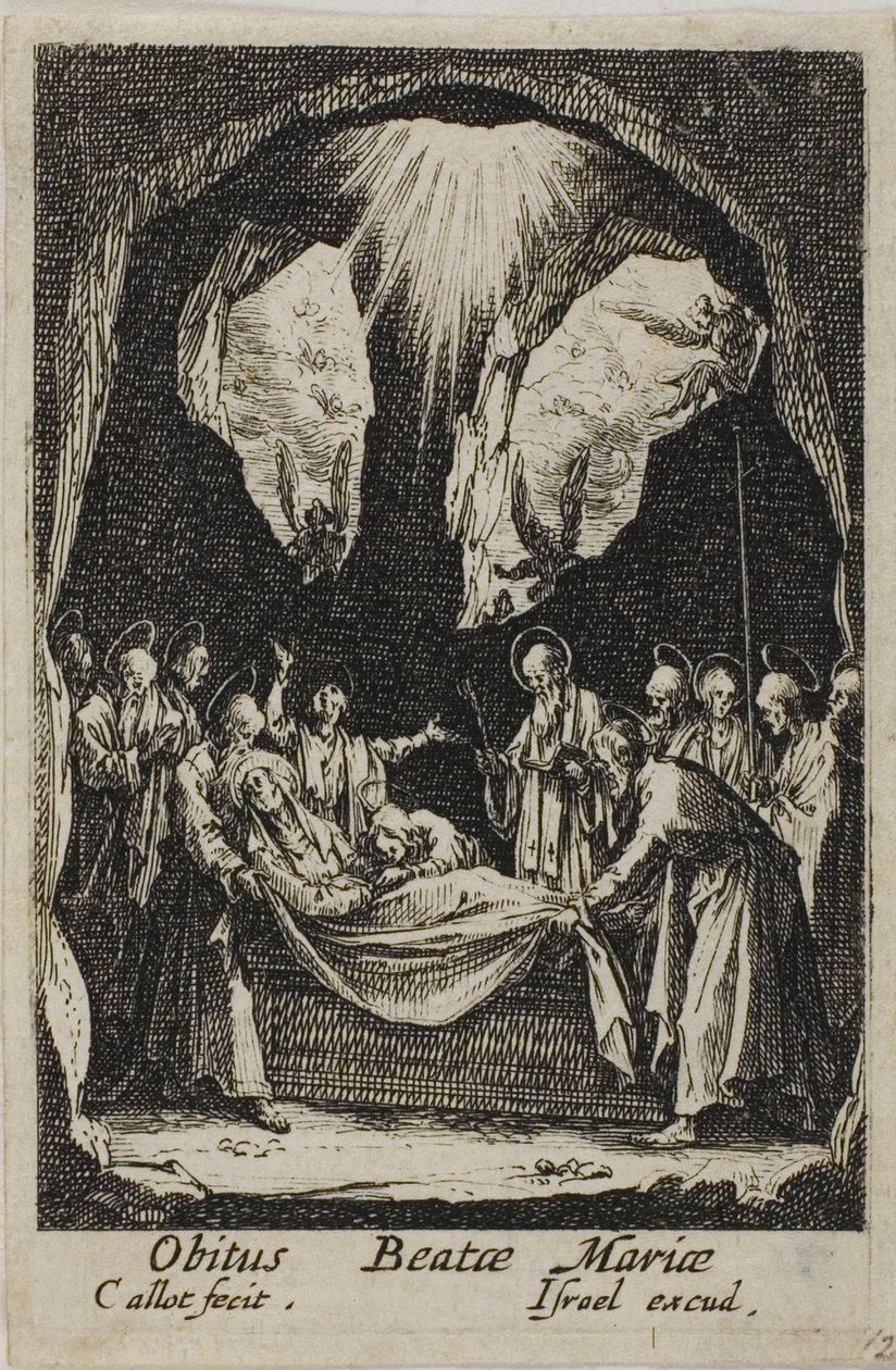 Pohřeb Panny Marie, z knihy Život Panny Marie od Jacques Callot