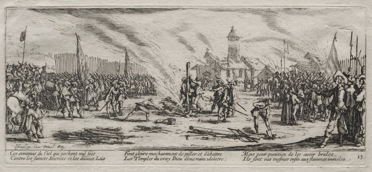The Large Miseries of War: Spalování na hranici od Jacques Callot