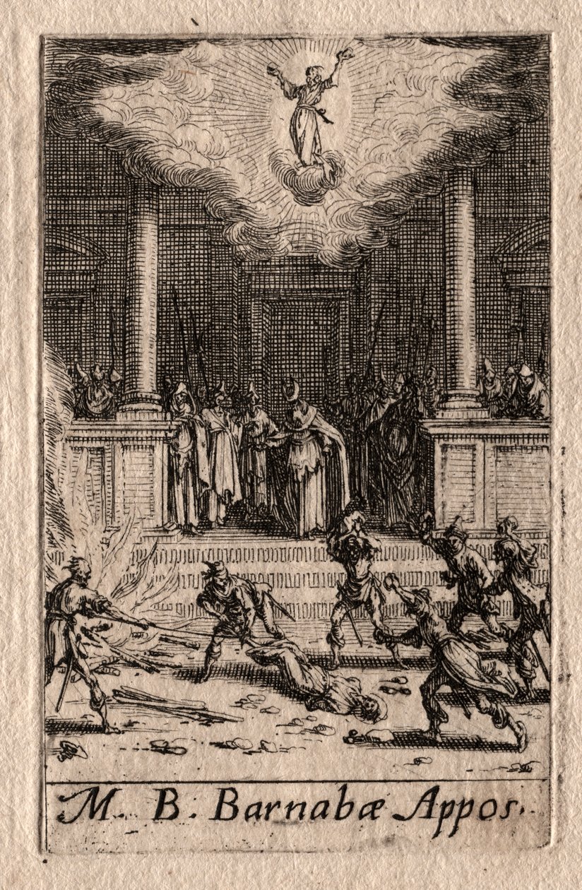 Umučení apoštolů: Sv. Barnabáš od Jacques Callot