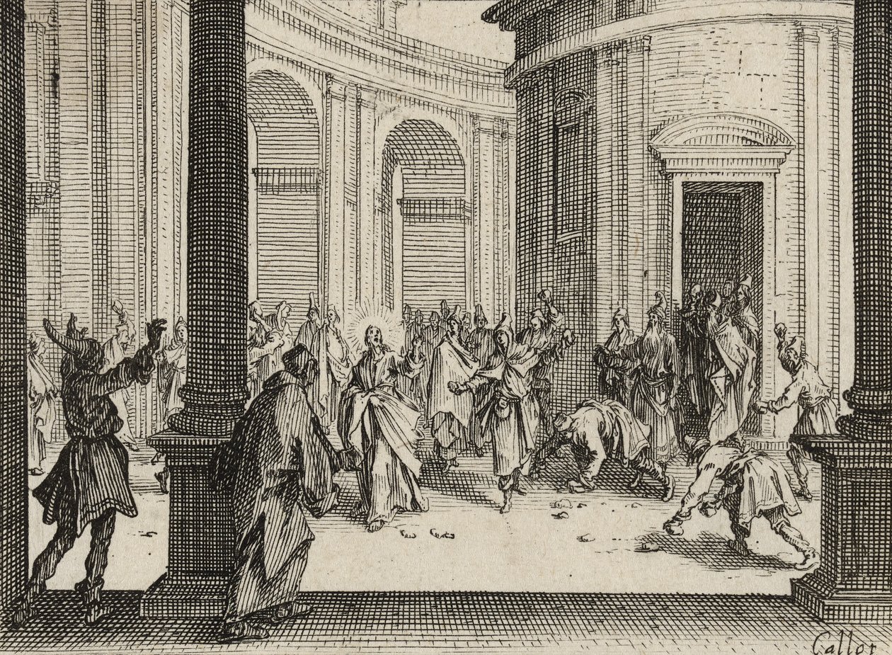 Obchodníci vyhnaní z chrámu, 1635 od Jacques Callot