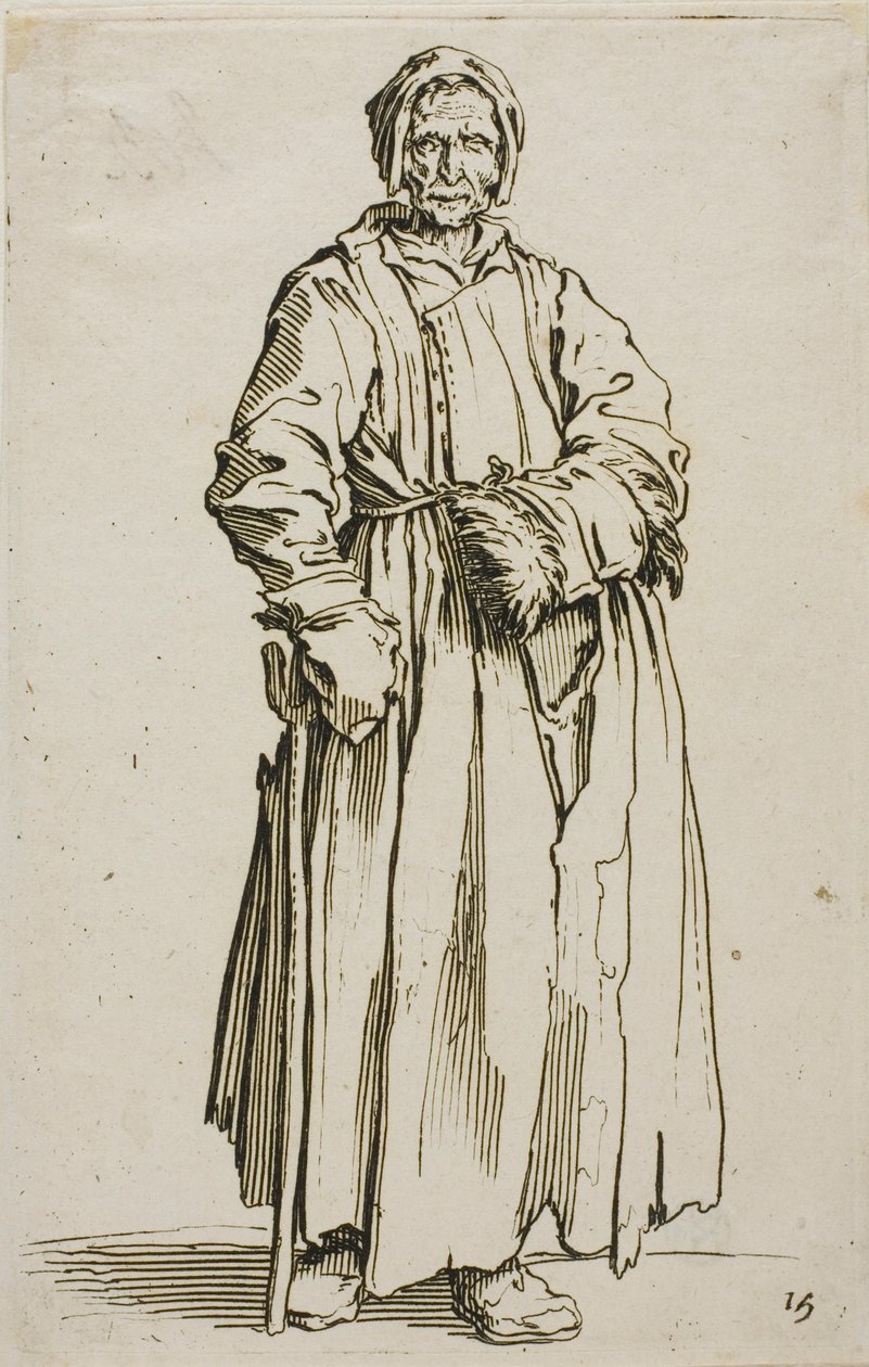 The One-Eyed Woman, deska patnáct z The Beggars od Jacques Callot