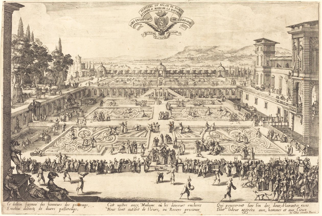Palácové zahrady v Nancy od Jacques Callot
