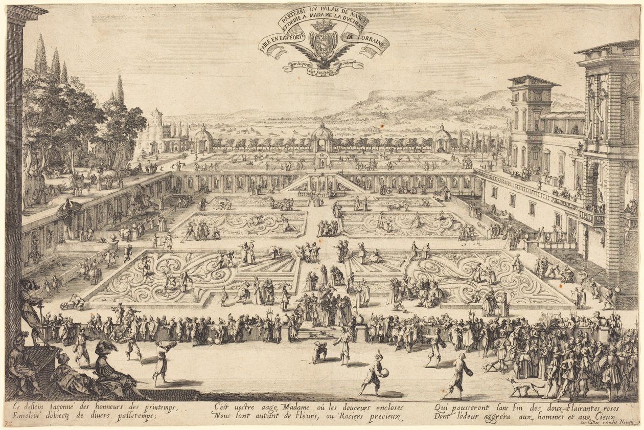 Zámecké zahrady v Nancy od Jacques Callot