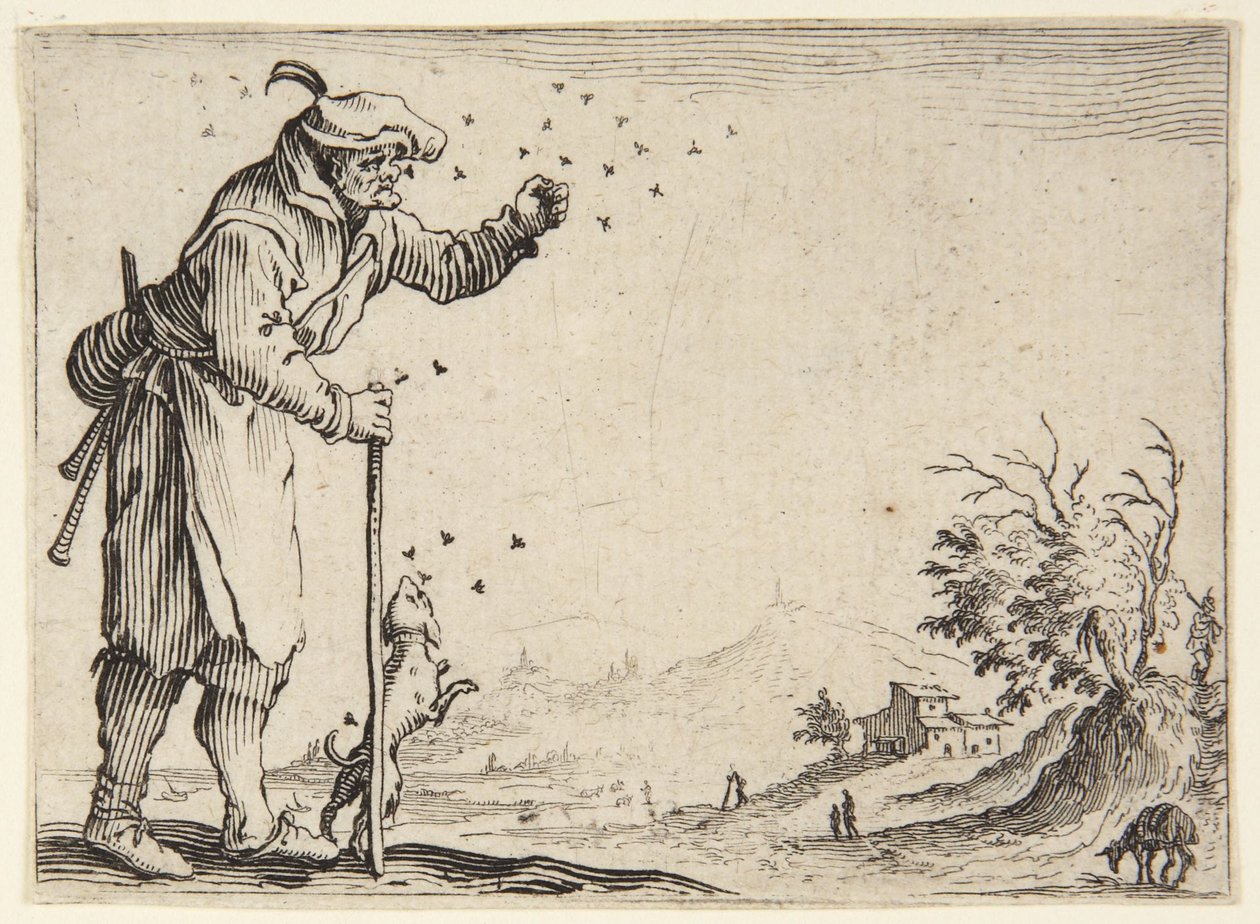 Rolník napadený včelami od Jacques Callot