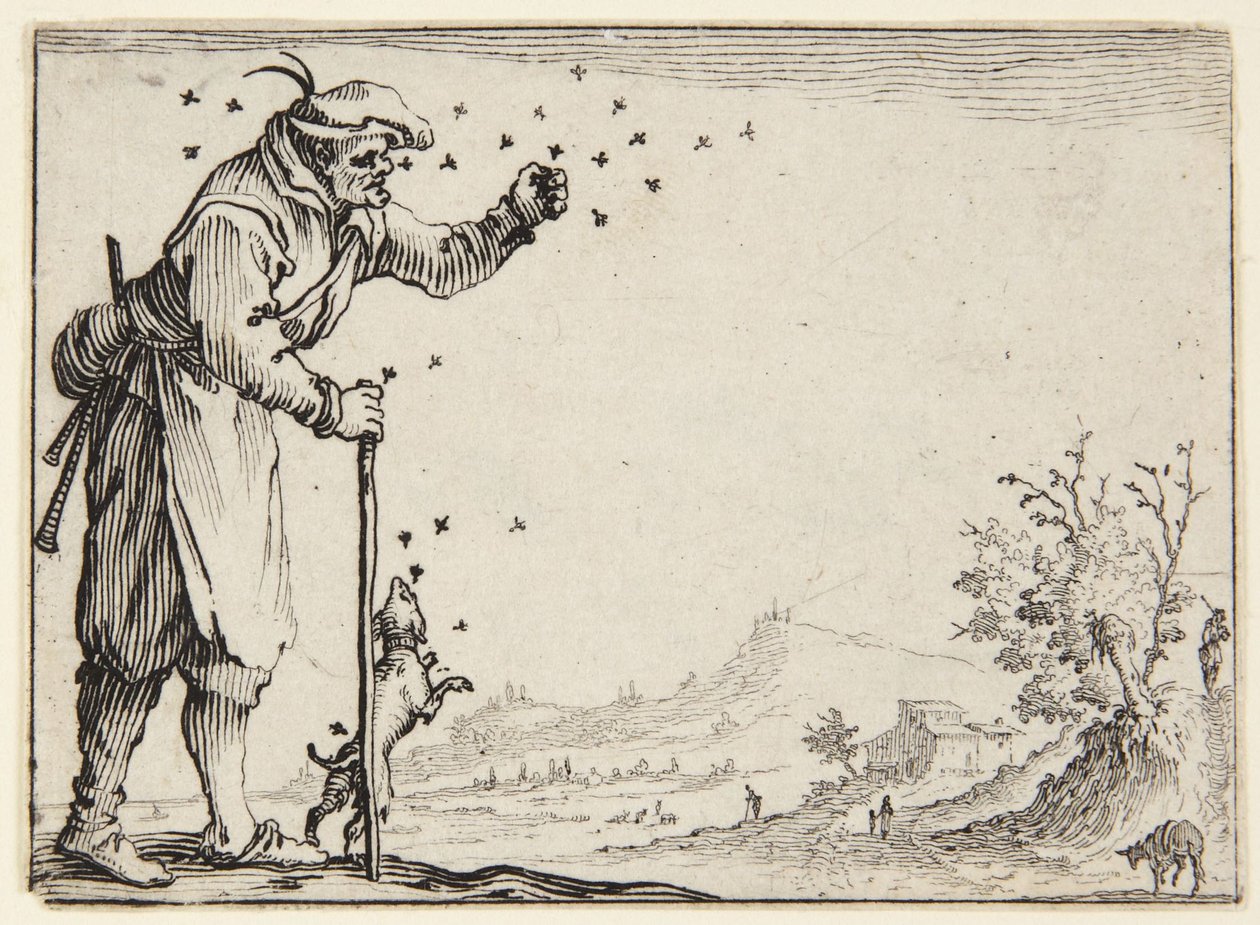 Rolník napadený včelami od Jacques Callot