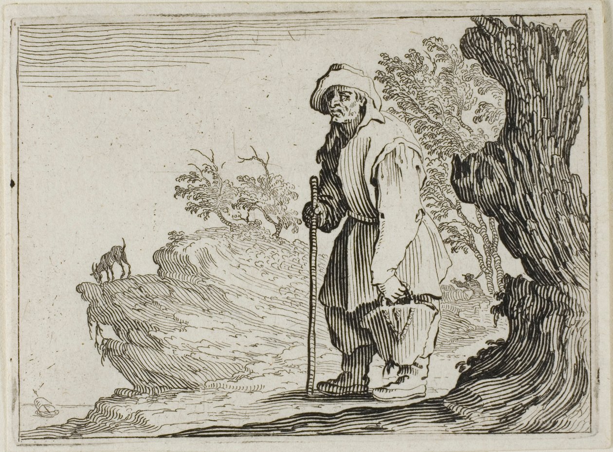 Rolník nesoucí tašku, z The Caprices od Jacques Callot
