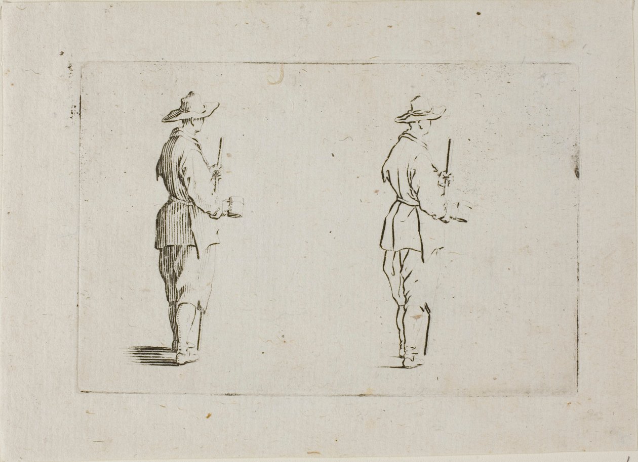 Rolník drží pohár, z The Caprices od Jacques Callot
