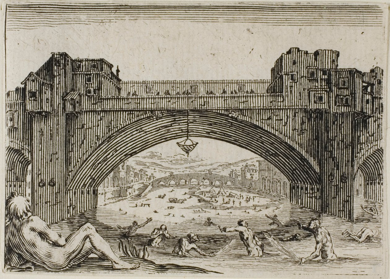 Pont Vecchio ve Florencii, od The Caprices od Jacques Callot