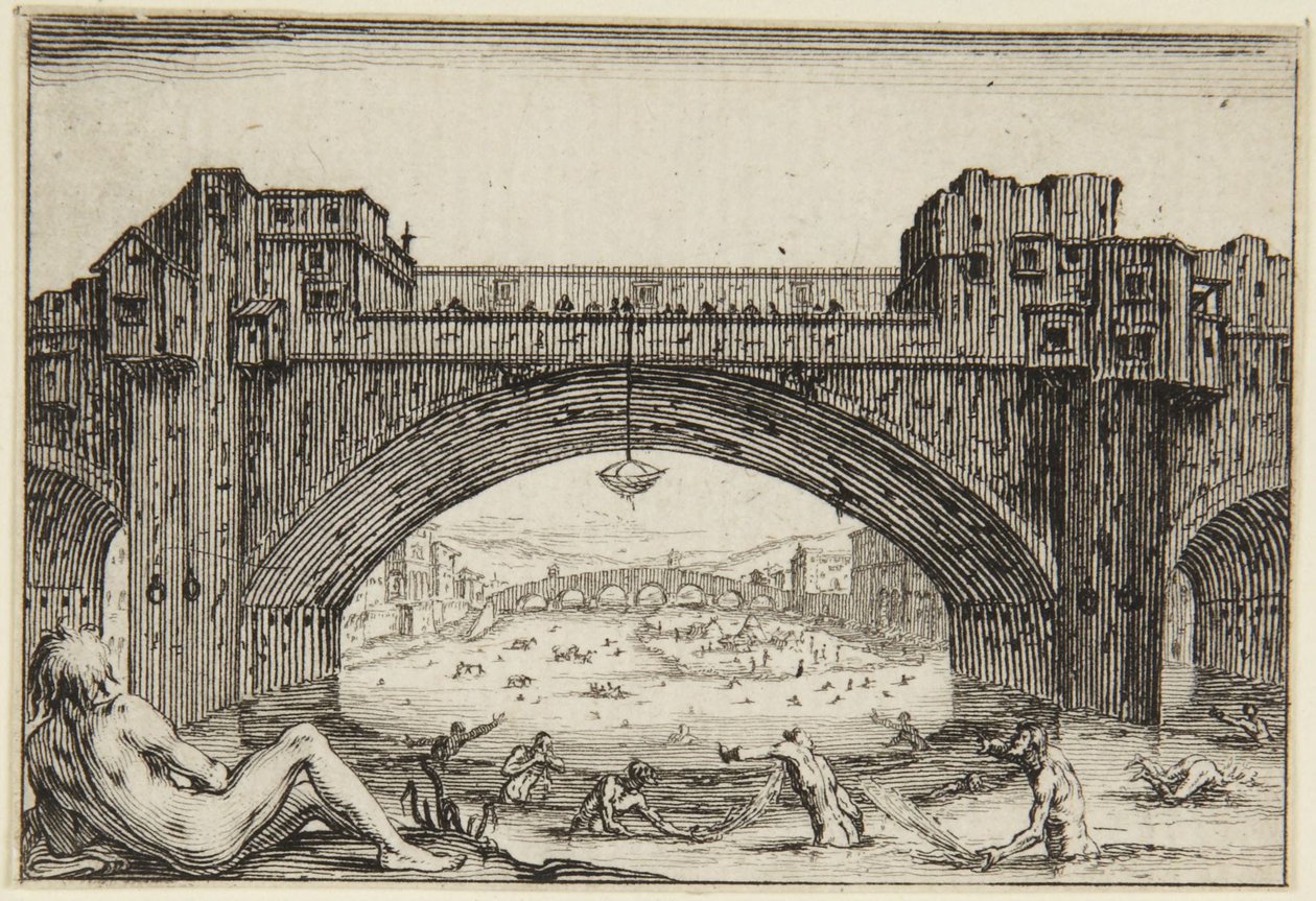 Most Ponte Vecchio, Florencie od Jacques Callot