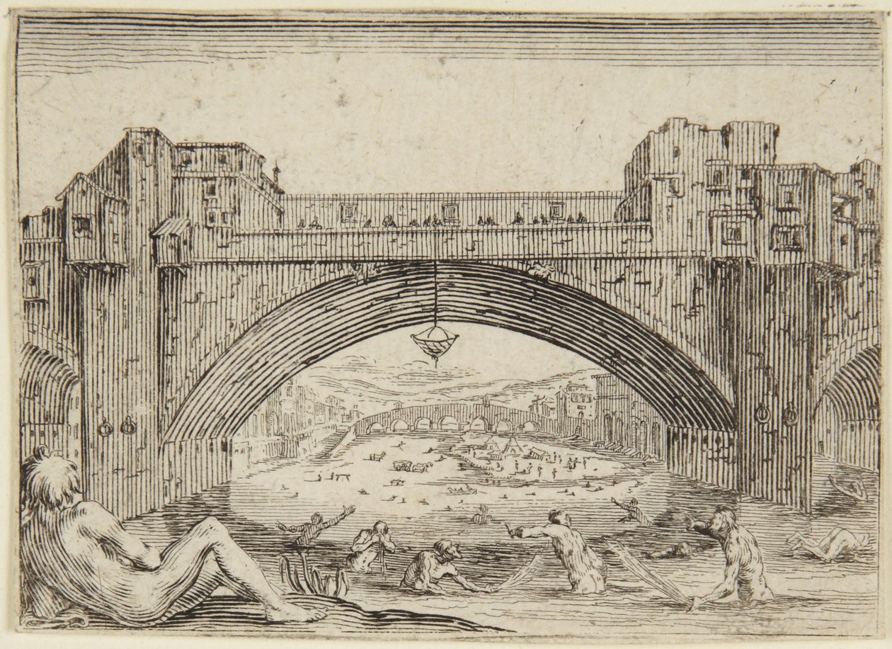 Ponte Vecchio, Florencie od Jacques Callot