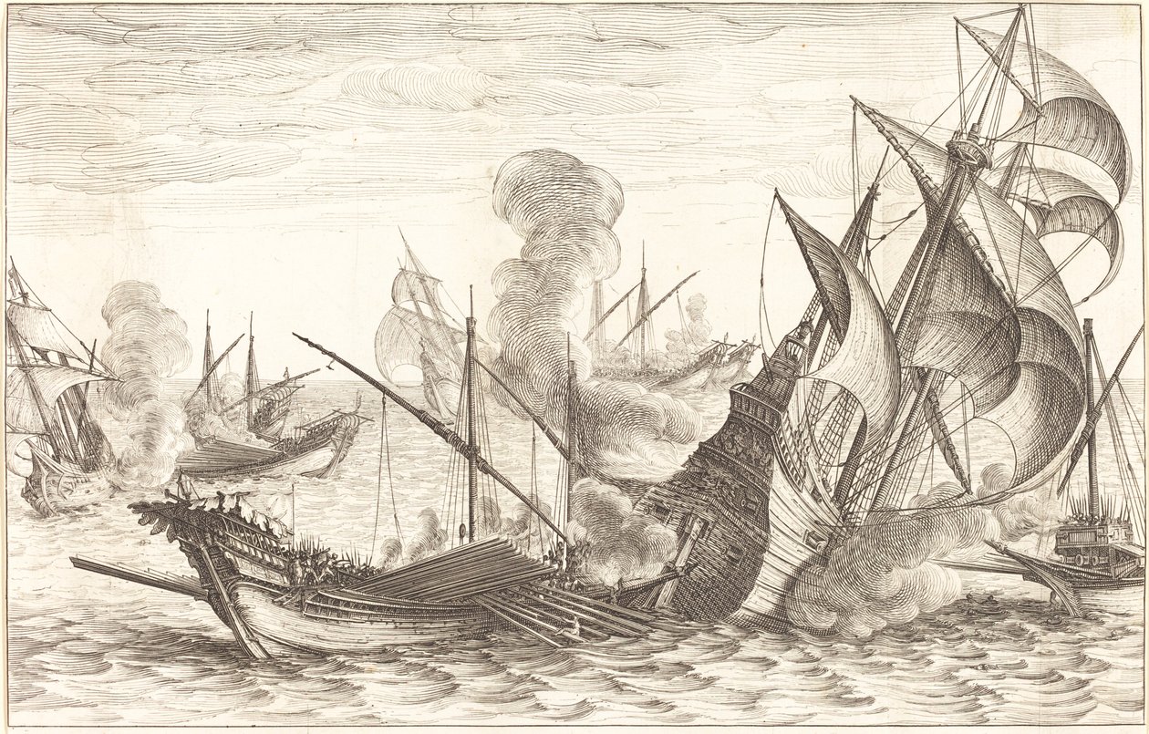 Druhá námořní bitva od Jacques Callot