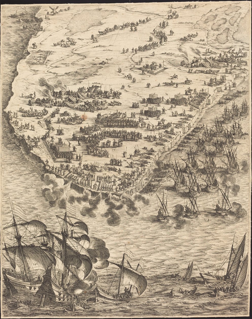 Obležení La Rochelle [deska 10 z 16; sada obsahuje 1952.8.97-112] od Jacques Callot