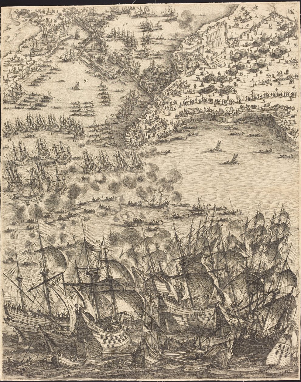 Obležení La Rochelle [deska 11 ze 16; sada obsahuje 1952.8.97-112] od Jacques Callot