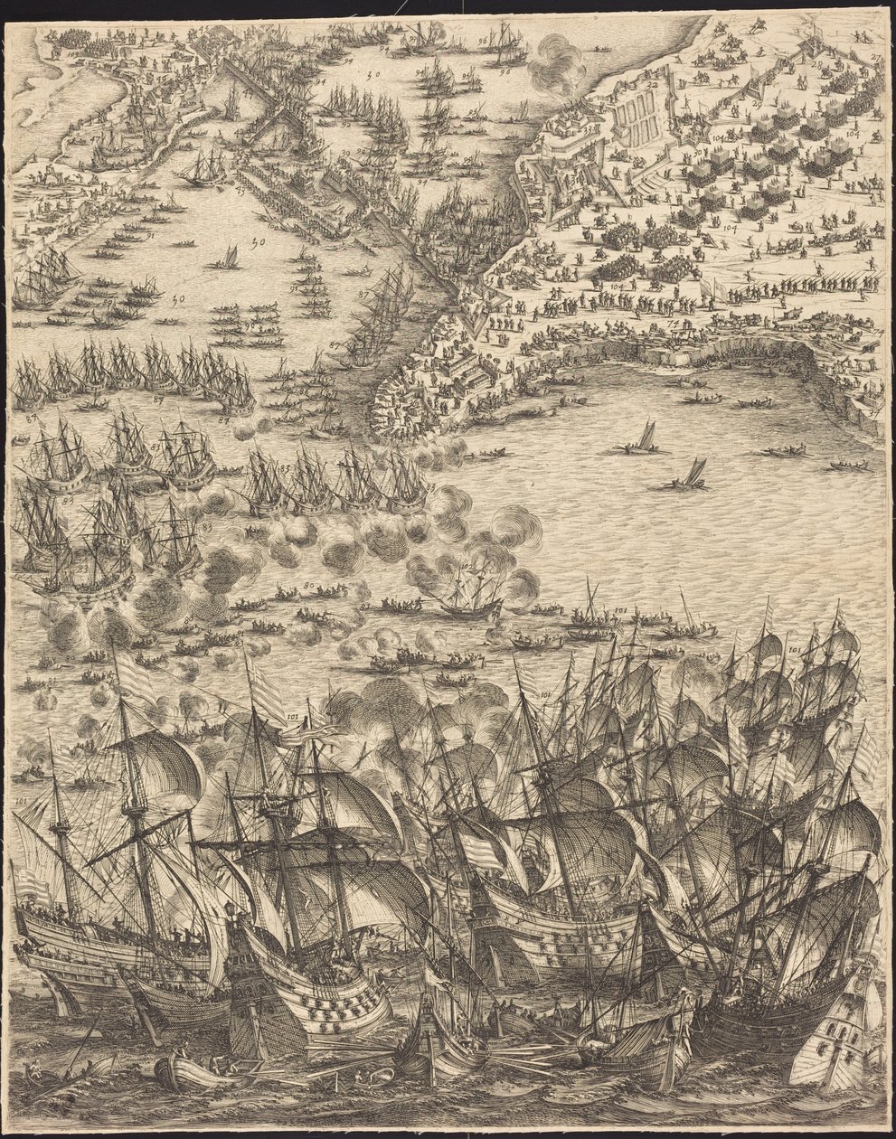 Obléhání La Rochelle [deska 11 ze 16; soubor obsahuje 1952.8.97-112] od Jacques Callot