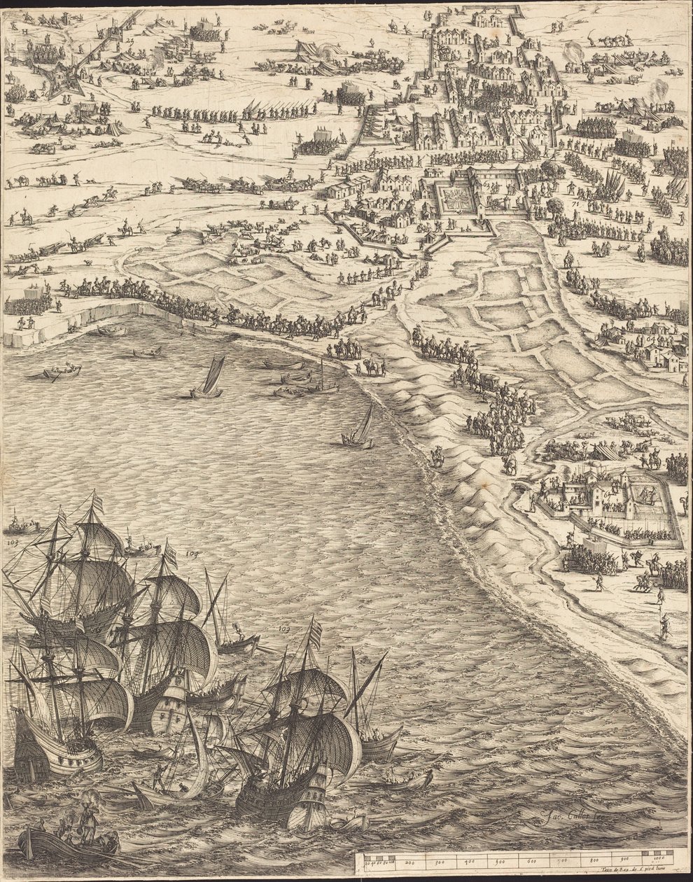 Obležení La Rochelle [deska 12 ze 16; sada obsahuje 1952.8.97-112] od Jacques Callot