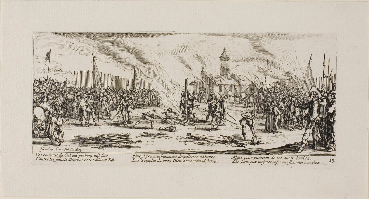 Kůl, třináctá deska z knihy Válečná utrpení od Jacques Callot