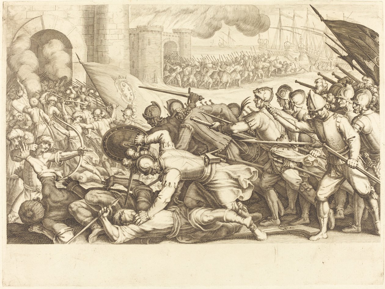 Vojska nutící bránu města od Jacques Callot