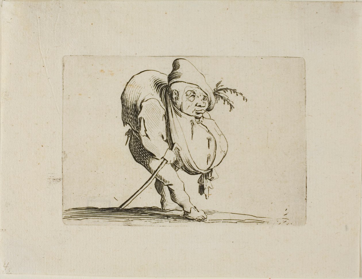 Nerovný s holí, od Varie Figure Gobbi od Jacques Callot