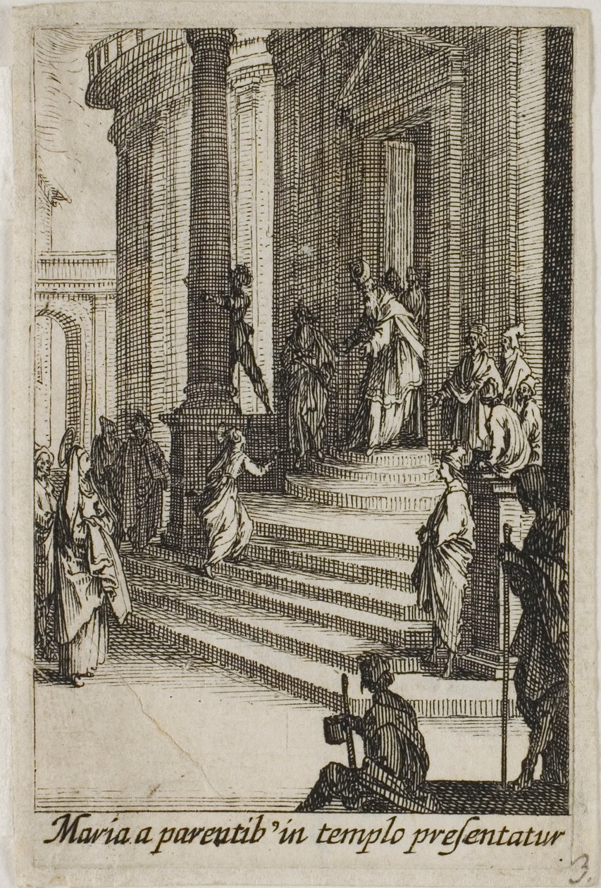 Panna Maria představená v chrámu, ze Života Panny Marie od Jacques Callot