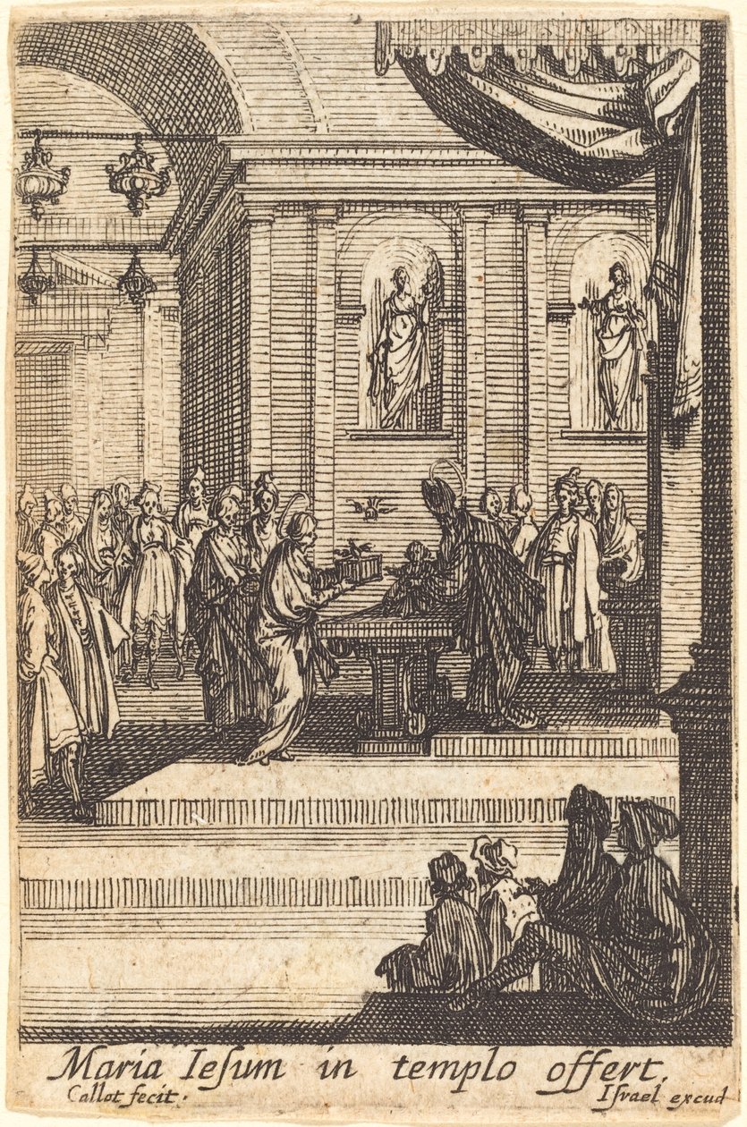 Panna představuje Ježíše v chrámu v roce 1630 nebo později. od Jacques Callot