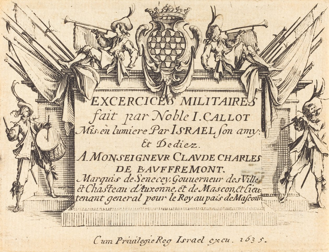 Titulní strana pro "Vojenské cvičení" od Jacques Callot