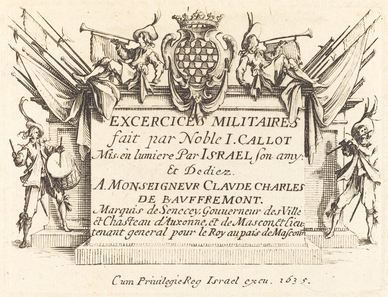 Titulní strana pro vojenská cvičení, 16341635. od Jacques Callot