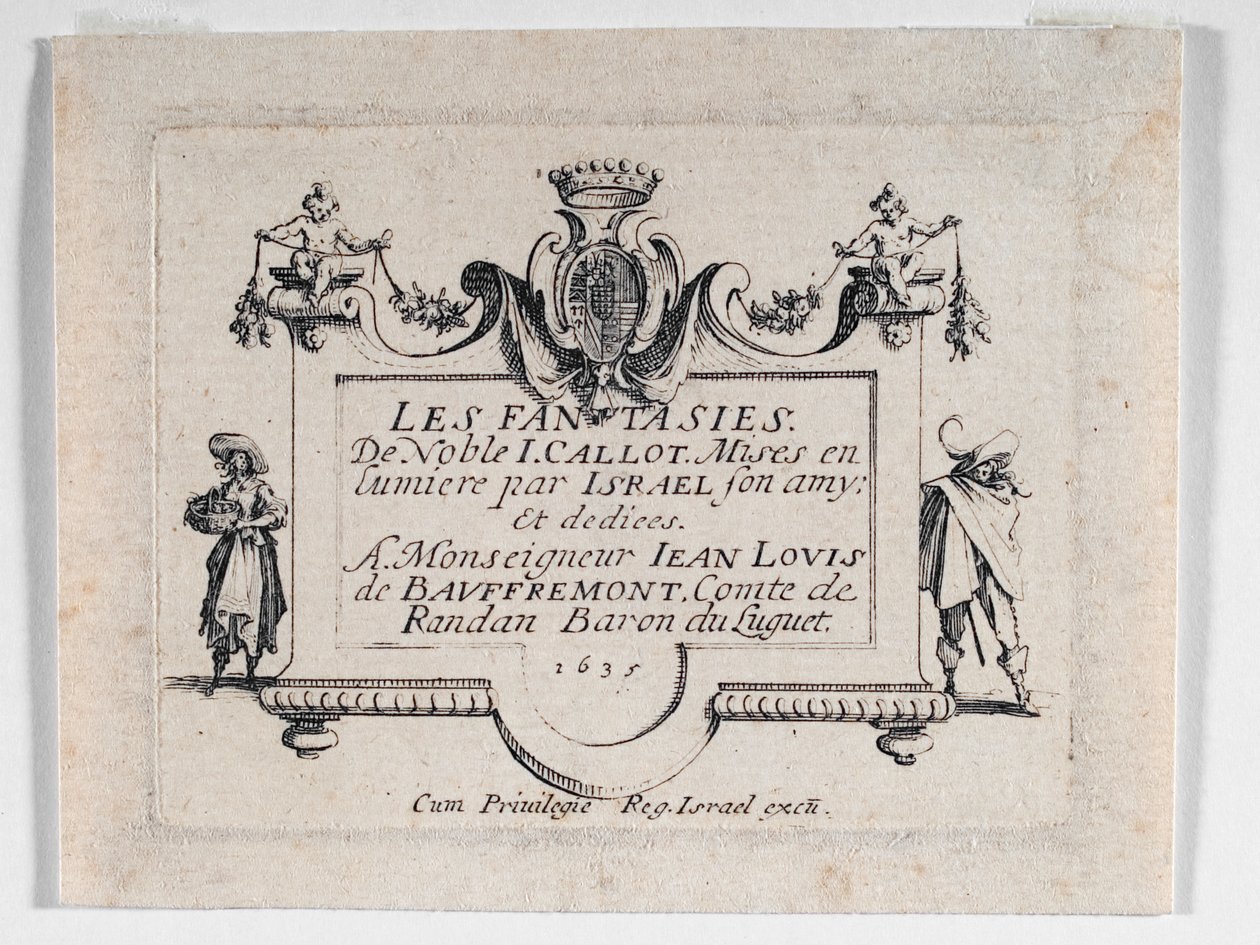 Titulní list Les Fantaisies ... (lept) od Jacques Callot