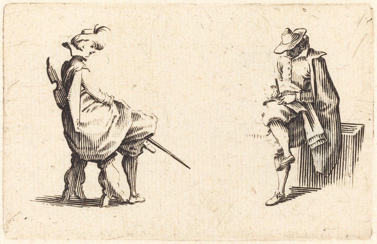 Dvě sedící postavy od Jacques Callot