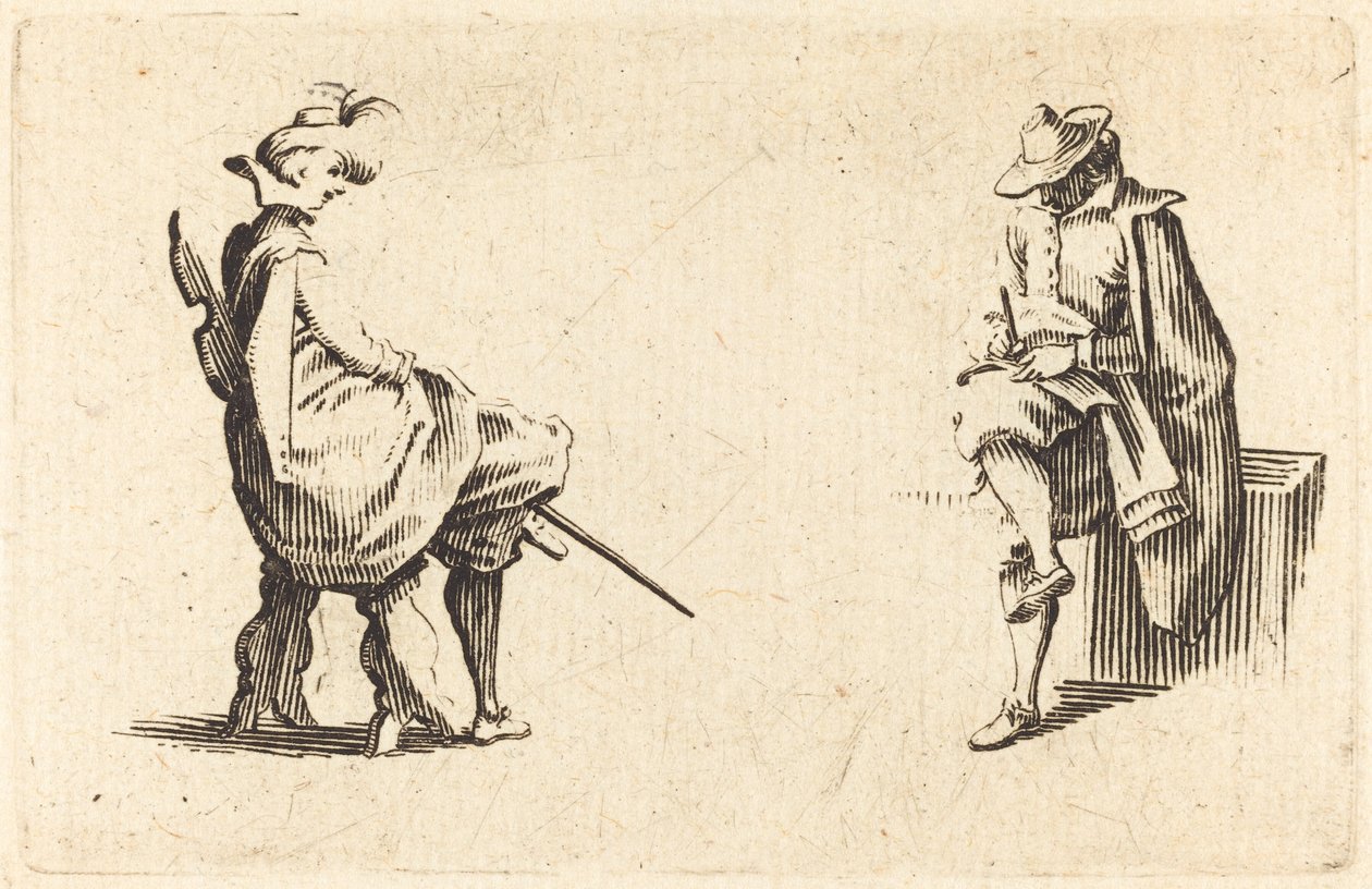 Dvě sedící postavy, c. 1622. od Jacques Callot