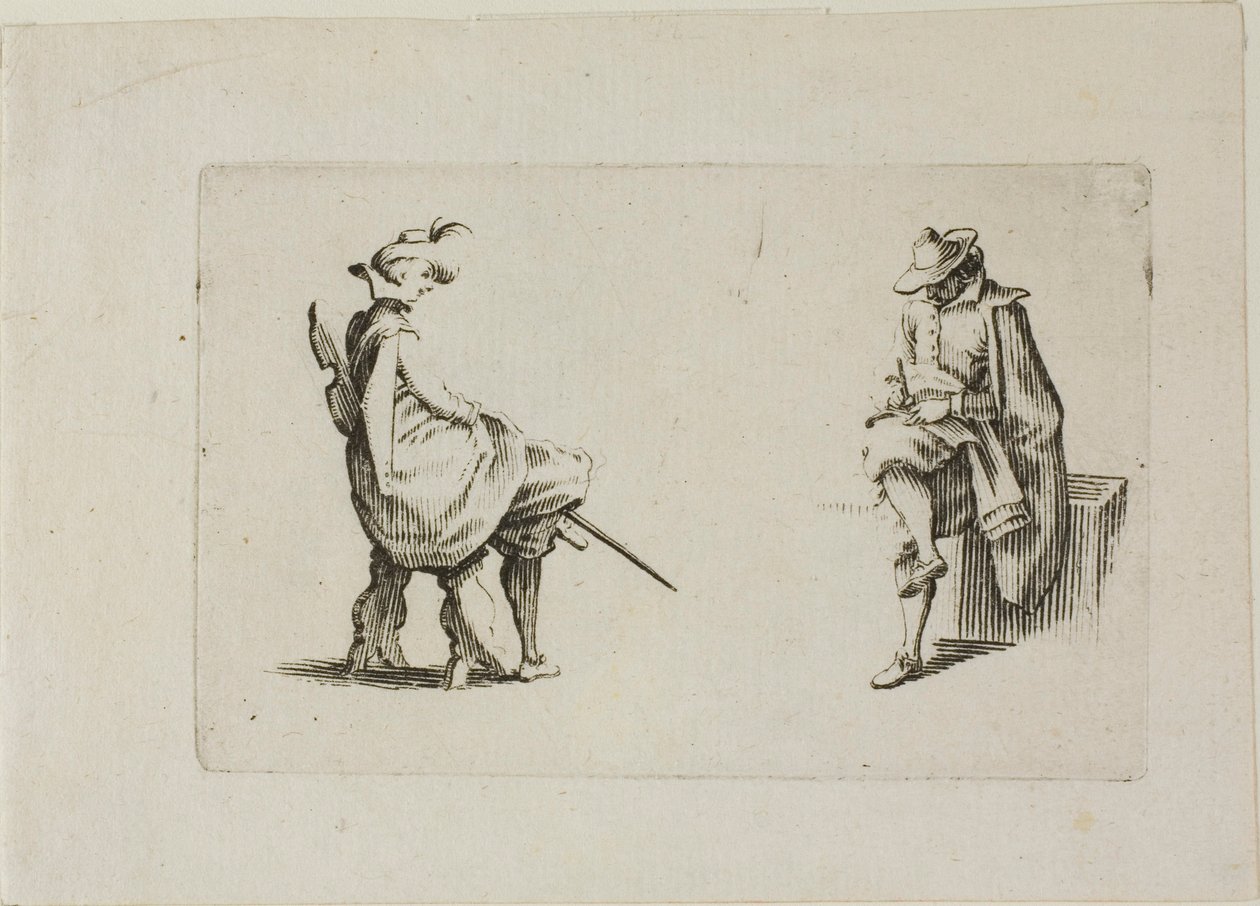 Dva sedící muži, z Kapriců od Jacques Callot
