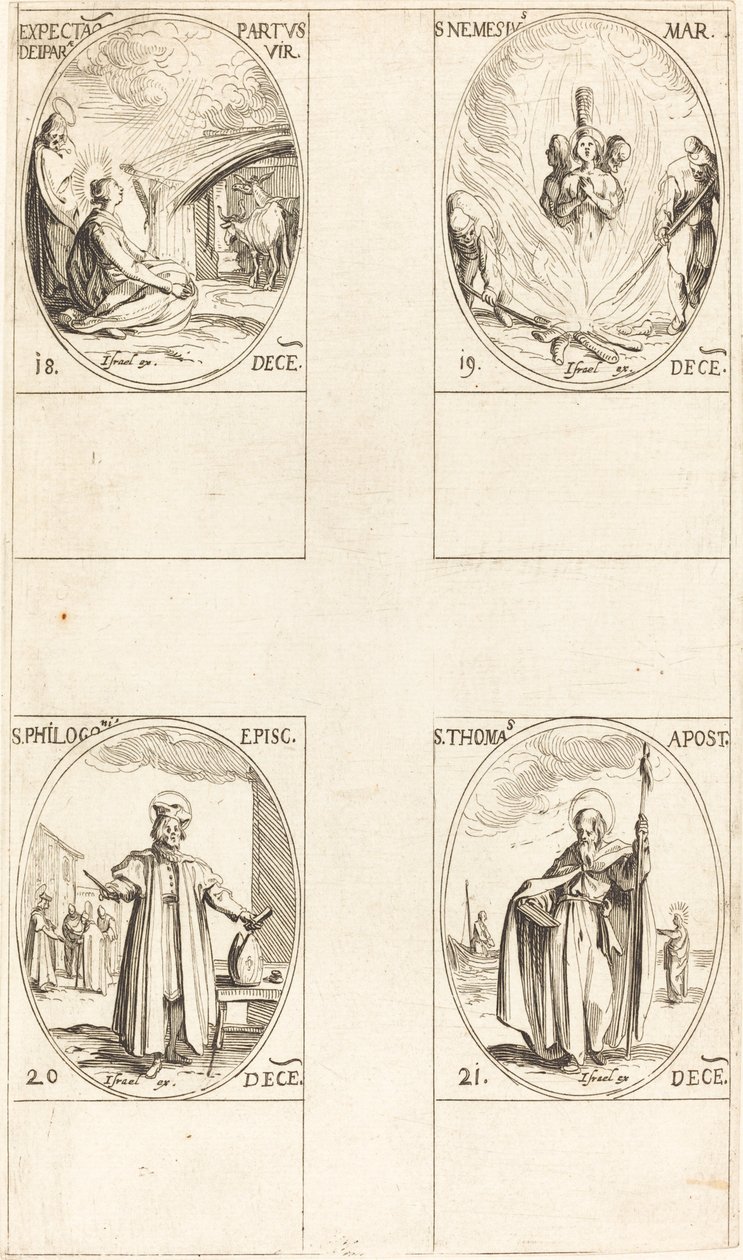 Čekání, až Panna porodí; Sv. Nemesius; Sv. Filogonius; Svatý Tomáš od Jacques Callot