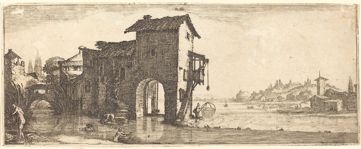 Vodní mlýn od Jacques Callot or Follower of Jacques Callot