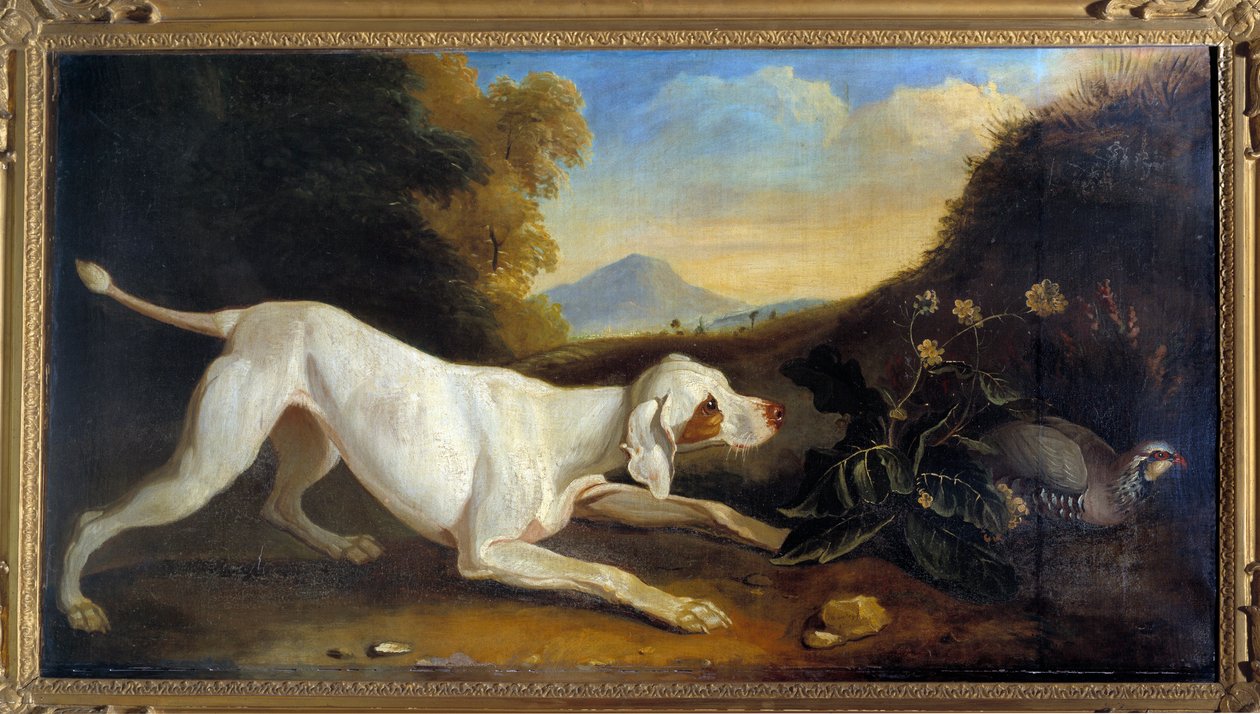 Pes Braque před bažantem Obraz Jacquese Charlese Oudryho (1720-1778) Paříž 18. století, dekorativní umění od Jacques Charles Oudry