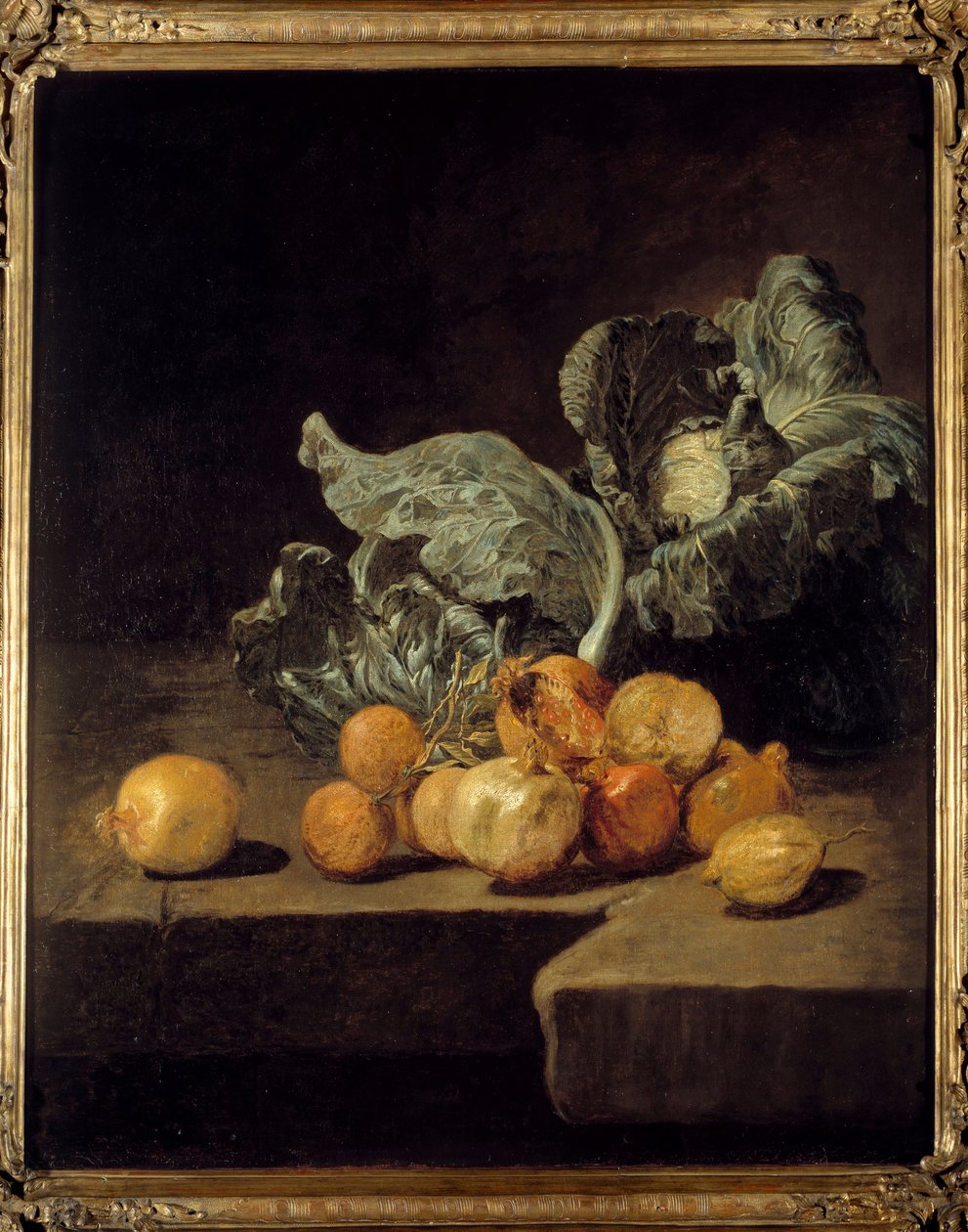 Zátiší, zelí a cibule Obraz od Jacquese Charlese Oudryho (1720-1778) od Jacques Charles Oudry