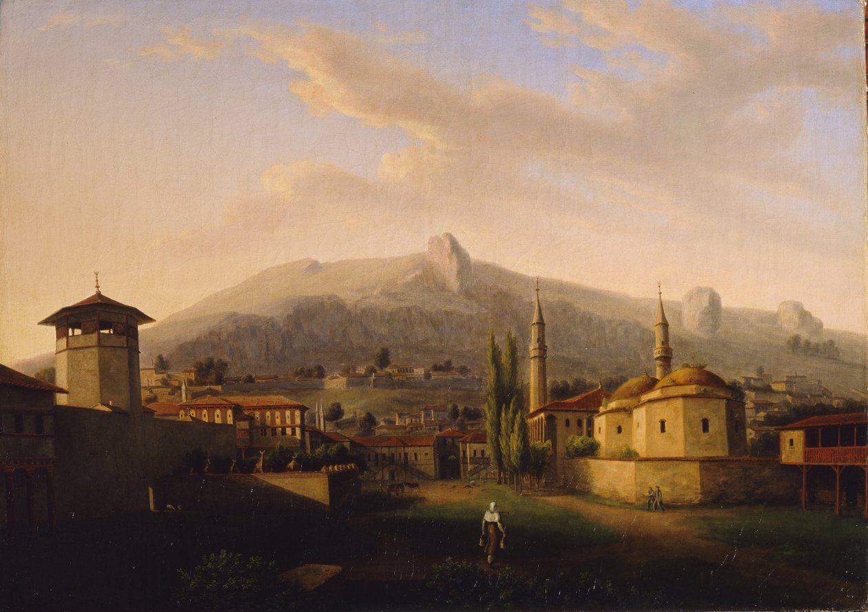 Chánův palác v Bakhchisarai (Ukrajina). Obraz Jacques Christoph Miville (1786-1836), olej na plátně od Jacques Christophe Miville