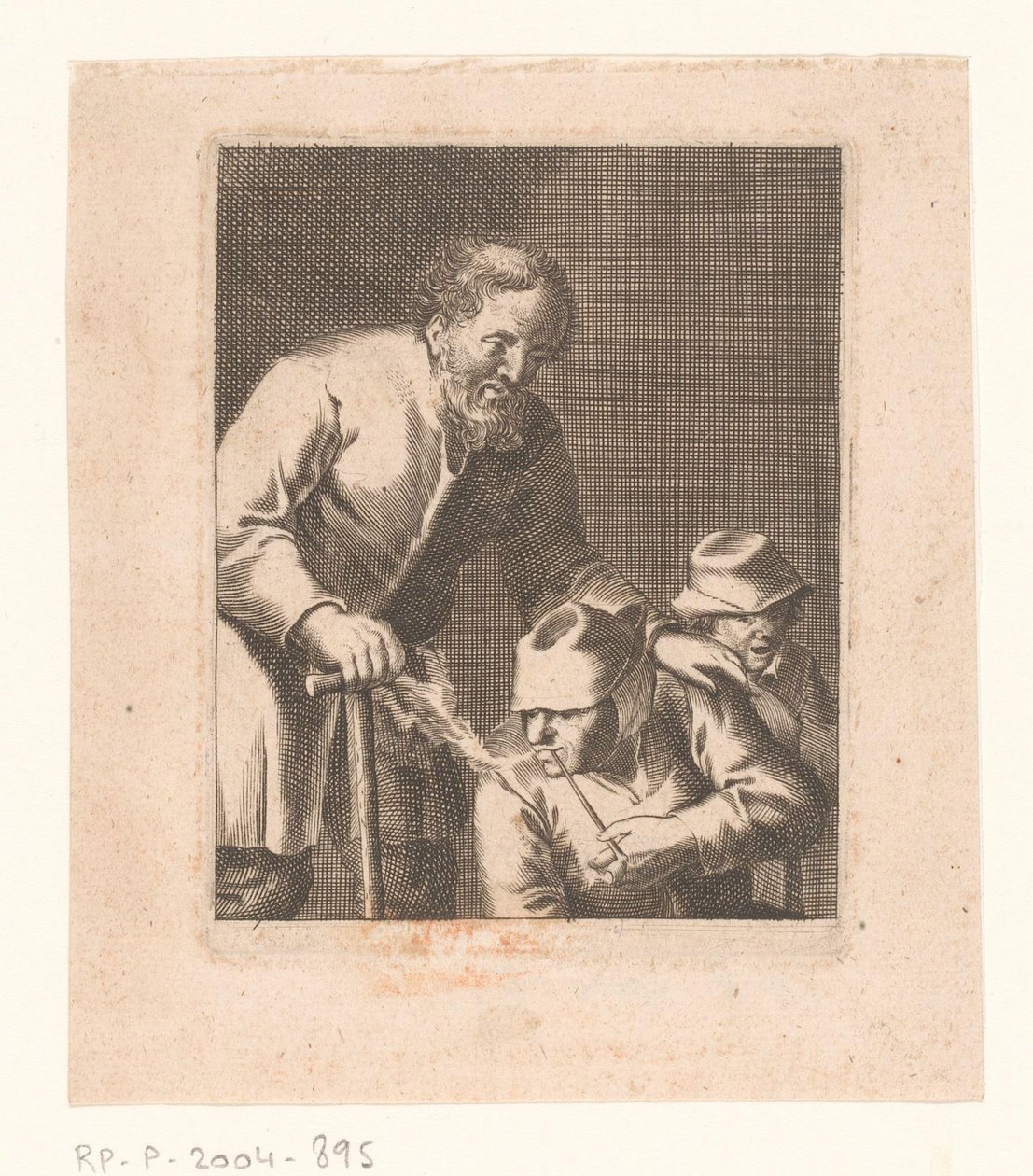 Postava s dýmkou sedící mezi mužem a dítětem od Jacques Dassonville (attributed to)
