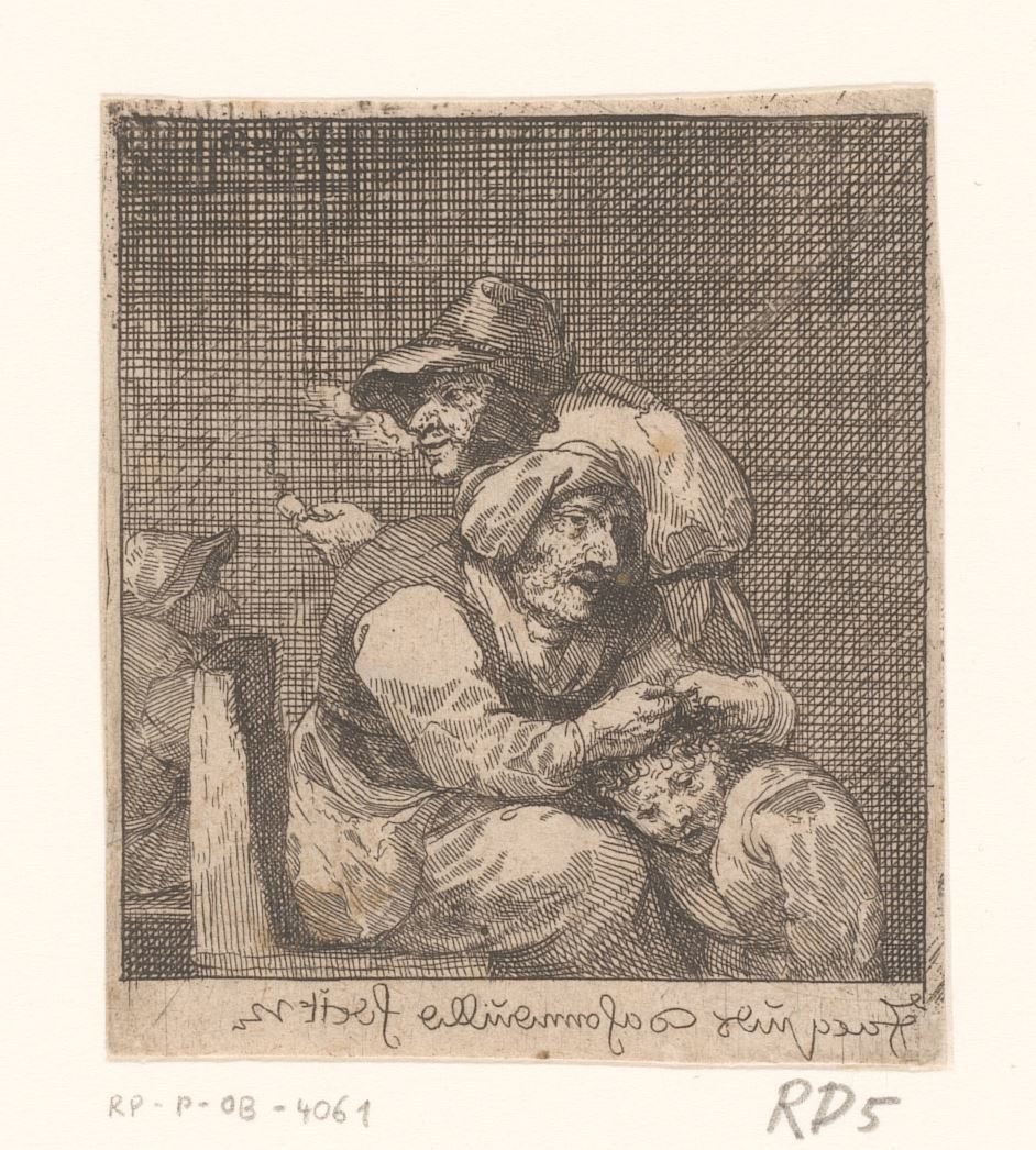 Odvšivení dítěte starou ženou od Jacques Dassonville (attributed to)