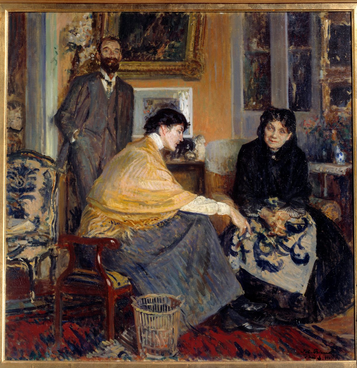 Paní Ludovic Halevy, její syn spisovatel Elie Halevy (1870-1937) a Florence Halevy Obraz od Jacquese Emila (Jacques-Emile) Blanche (1861-1942) Soukromá sbírka 20. století od Jacques Emile Blanche