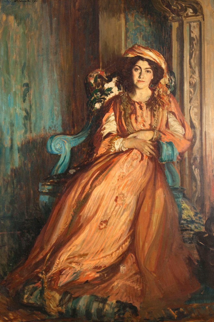 Portrét Mabel Dodge Luhan 1879-1962 ve Villa Curonia poblíž Florencie, 1911. od Jacques Emile Blanche