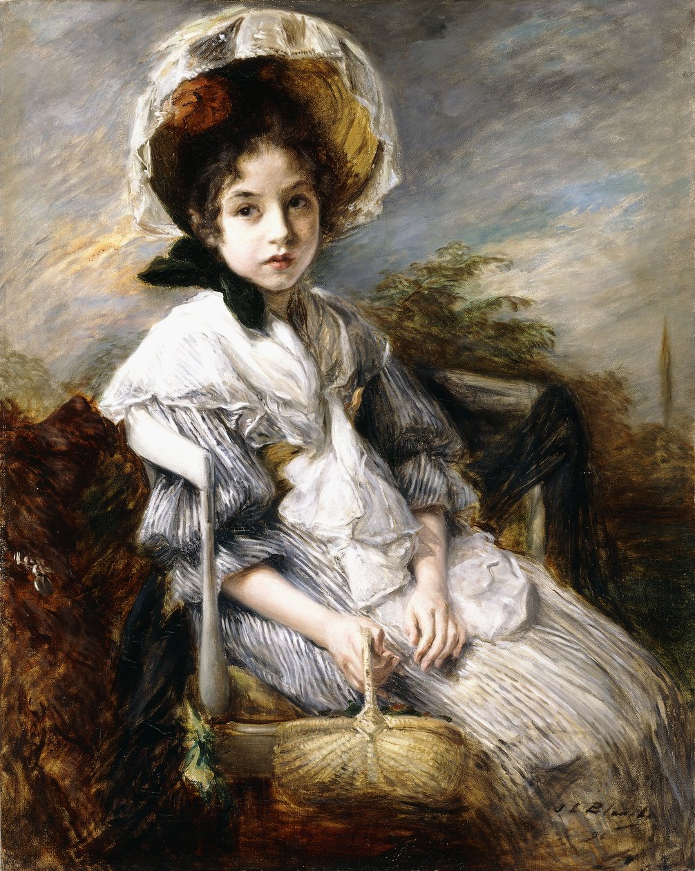 Portrét mladé dívky sedící v krajině, od Jacques Emile Blanche