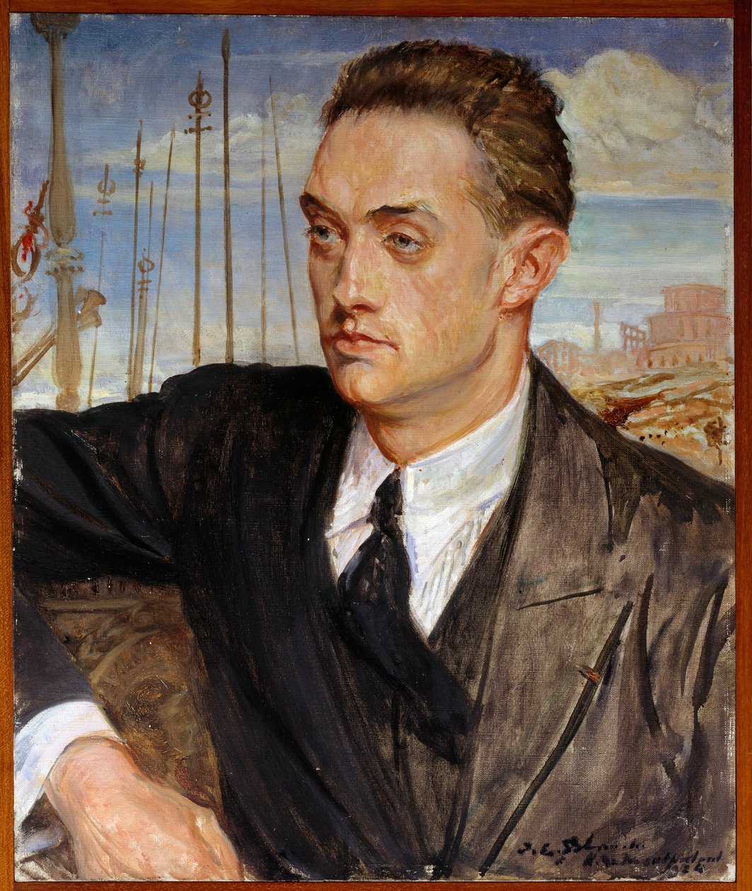 Portrét francouzského spisovatele Henri de Montherlant (1896-1972) Obraz Jacques Emile (Jacques-Emile) Blanche (1861-1942) 1924 Sun. 0,54x0,45 m Rouen, Muzeum výtvarných umění od Jacques Emile Blanche