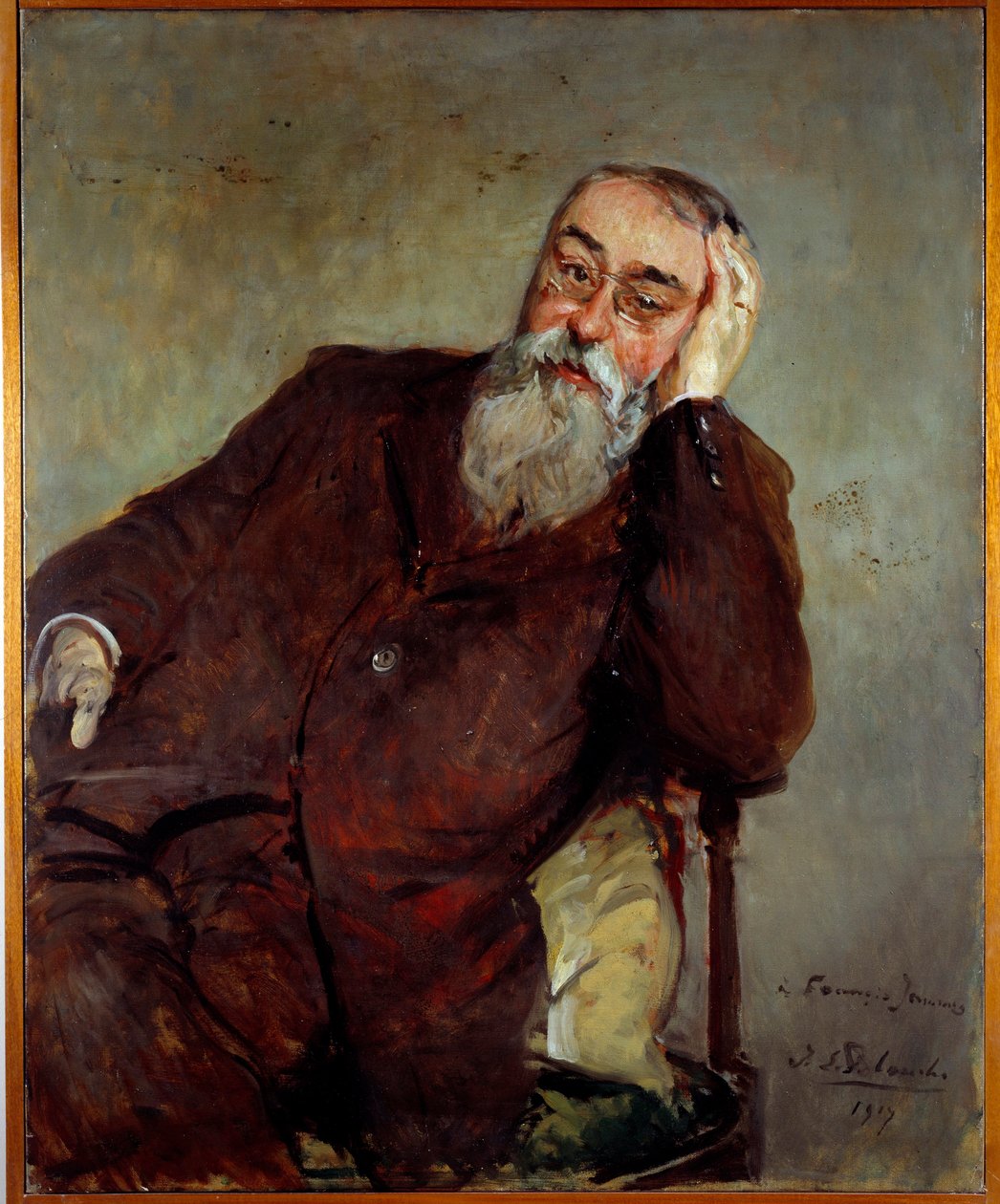 Studie k portrétu Francise Jammese (1868-1938) Francouzský spisovatel Obraz Jacques Emile (Jacques-Emile) Blanche (1861-1942) 1917 Sun. 1x0,81 m Rouen, musee des Beaux Arts od Jacques Emile Blanche