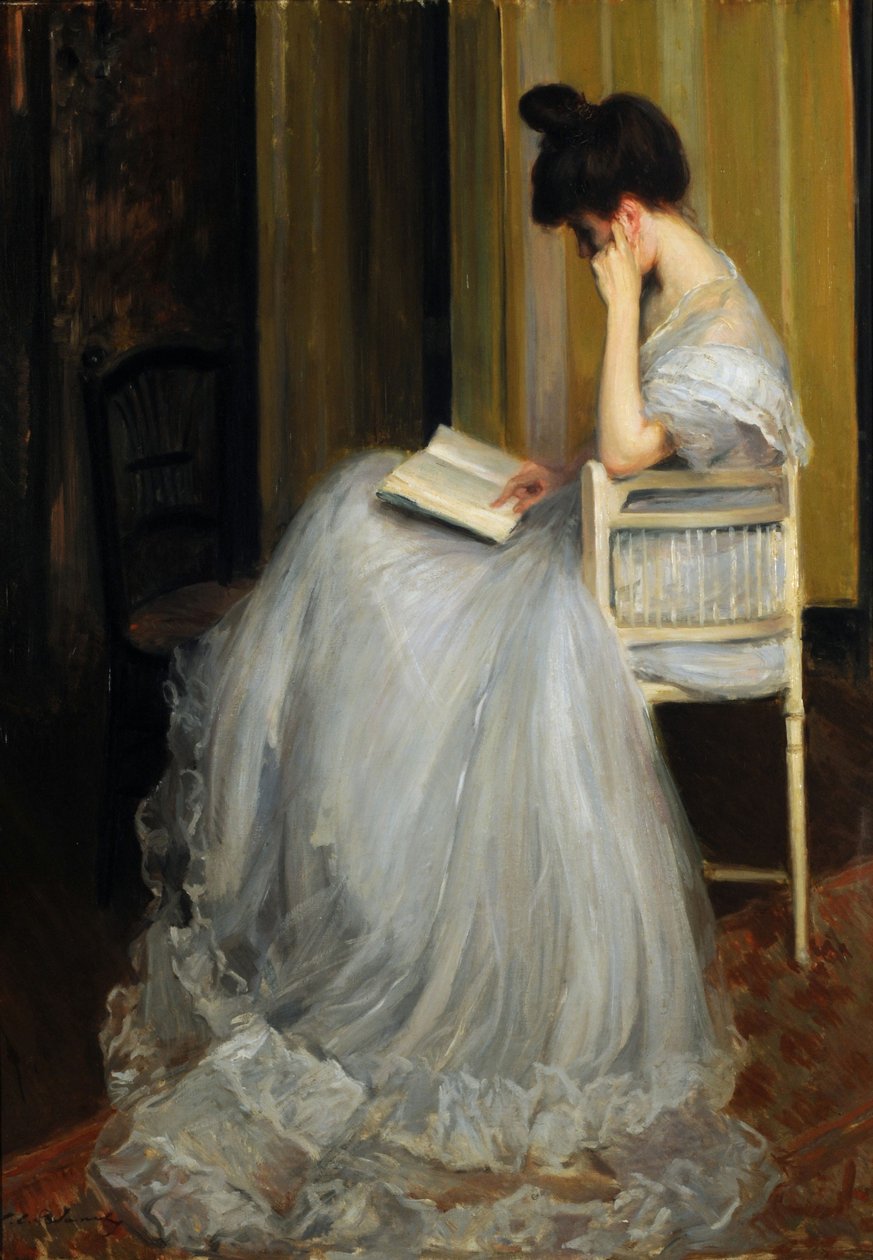Žena čte (olej na plátně) od Jacques Emile Blanche