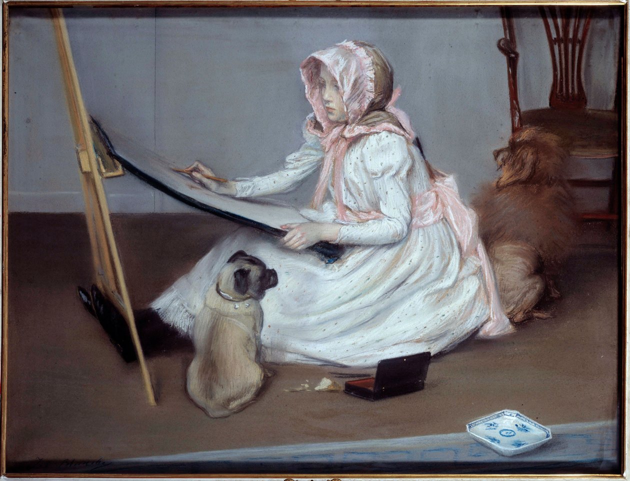 Mladá dívka kresba Obraz Jacques Emile (Jacques-Emile) Blanche (1861-1942), 20. stol. Rouen, Musee des Beaux Arts. od Jacques Emile Blanche