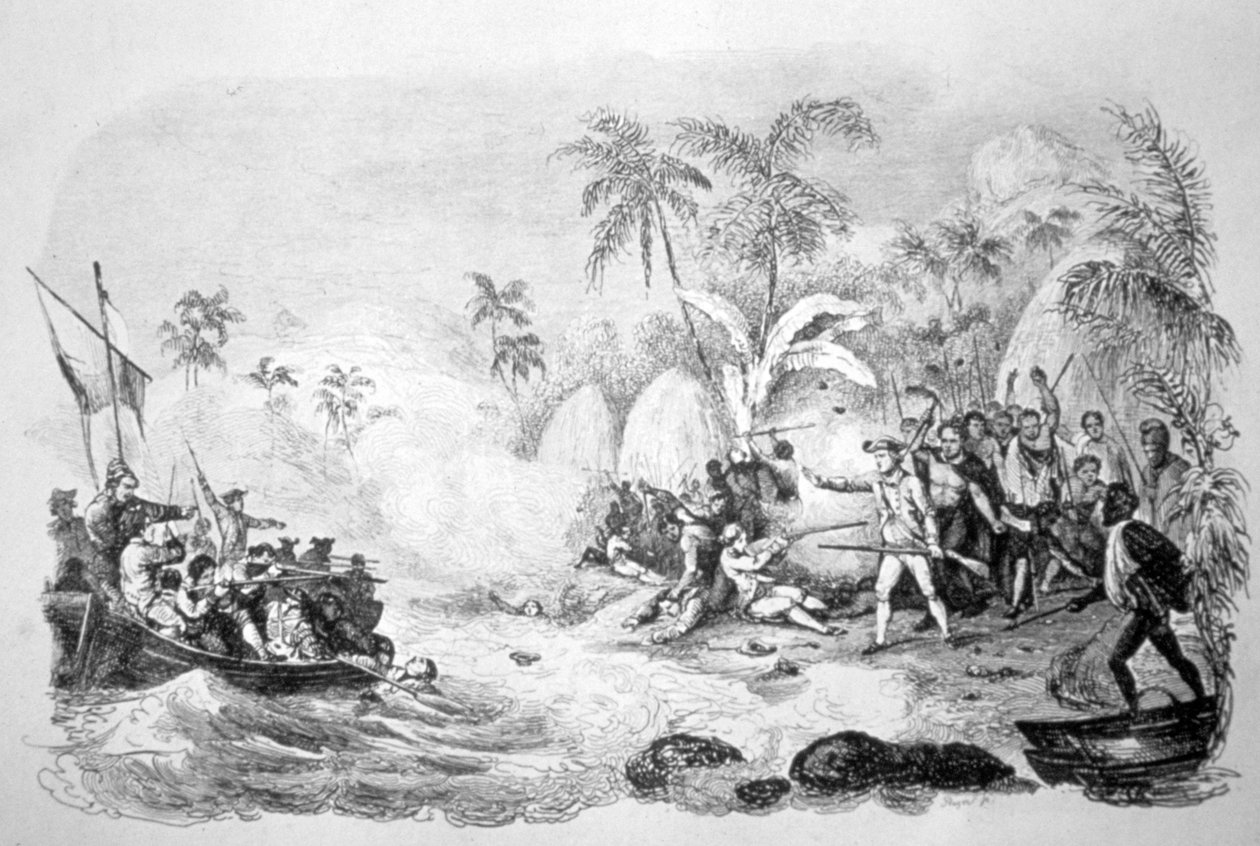 Smrt kapitána Cooka, 1779 c1819 od Jacques Etienne Victor Arago